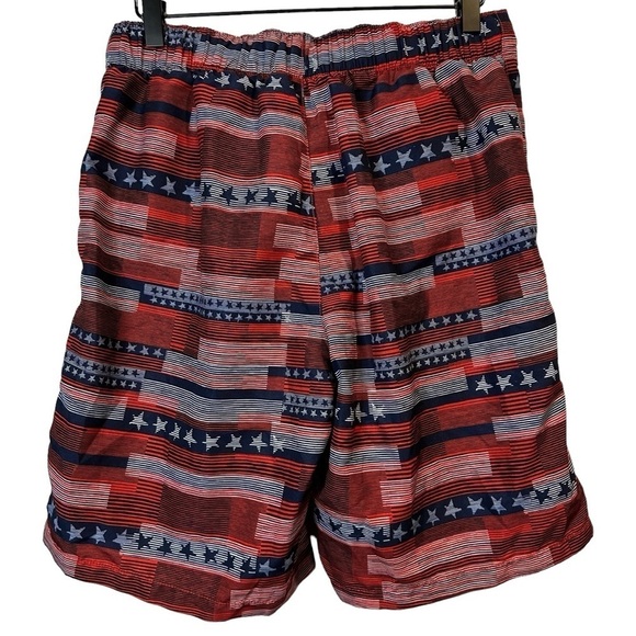 Speedo Mens American Flag Striped E-Board Swim Trunks Red White Blue Size Small - Picture 3 of 7